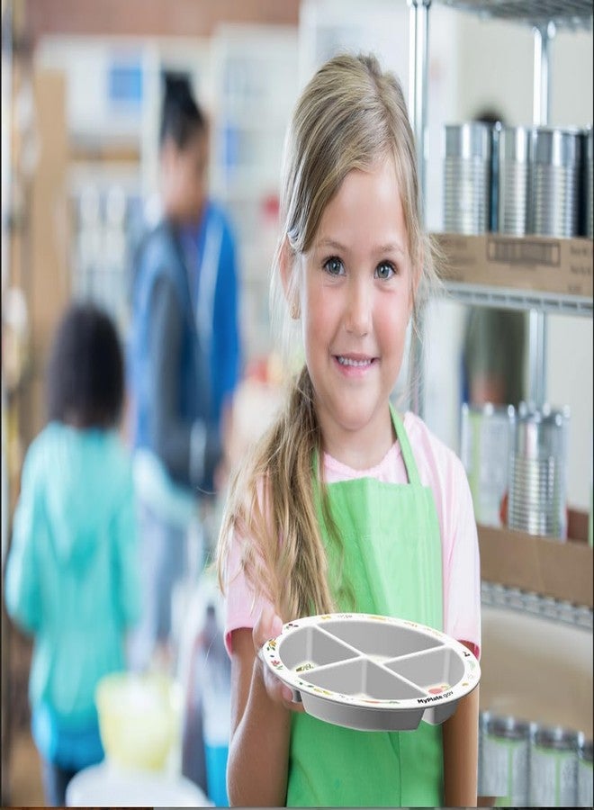 MyPlate Materials أطباق ماي بليت ماتيريالز لوجبات العشاء للأطفال | طبق للتحكم في الحصص الغذائية لتغذية متوازنة | خالٍ من مادة BPA، آمن للغسل في غسالة الأطباق | مزود بفواصل | طبق للتحكم في حصص مرضى السكري، 4 قطع - Image 3
