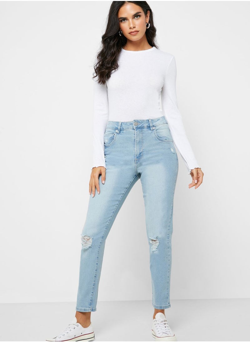 Cotton On - Knee Ripped High Rise Jeans - Image 1