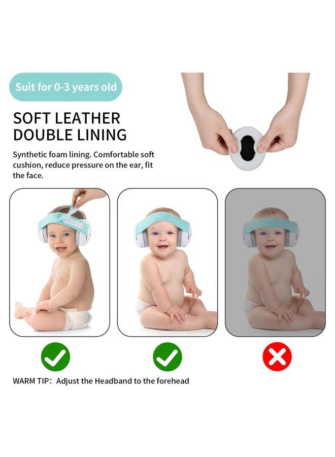 lysian Baby Headphones Hearing Protection Ear Muffs for Infants 0-3 Years Old with Elastic Headband, Noise Cancelling Baby Earmuffs for Sleep, Travel, Plane (White) - Image 3