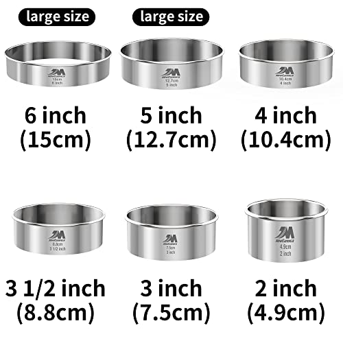 M JINGMEI M JNGMEI 6 Pieces Stainless Steel Cookie Biscuit Cutter Set 2'', 3'',3.5'', 4'',5''and6'' Biscuit Plain Edge Round Cutters large Sizes Shape Molds Ranging from 2-6 Inches Multiple Sizes - Image 2