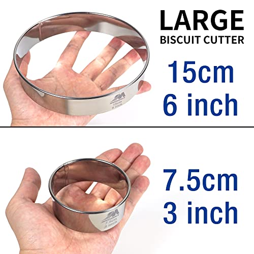 M JINGMEI M JNGMEI 6 Pieces Stainless Steel Cookie Biscuit Cutter Set 2'', 3'',3.5'', 4'',5''and6'' Biscuit Plain Edge Round Cutters large Sizes Shape Molds Ranging from 2-6 Inches Multiple Sizes - Image 3