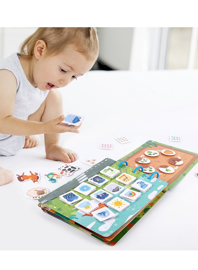 Quiet Book for Young Children, 2 Pieces of Baby Early Education Scene Layout Sticker Puzzle Toy Dinosaur Animal Interactive Cognitive Book Suitable for Children to Develop Learning Skills - Image 3