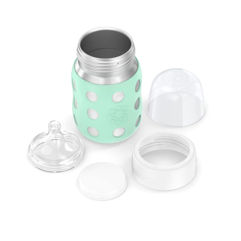 Lifefactory 8-Ounce Stainless-Steel Vacuum-Insulated Wide-Neck Baby Bottle with Stage 2 Nipple (3-6 Months) Mint, LS2211WMI4 - Image 2