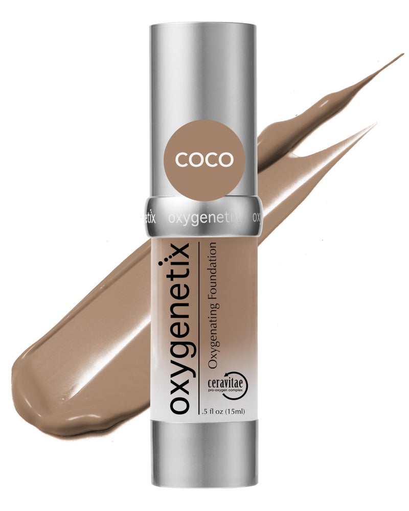 Oxygenetix Oxygenating Foundation Coco Breathable Makeup for Face Buildable Coverage with Weightless Feel Longwear Foundation for Women Safe for Sensitive or LaserTreated Skin