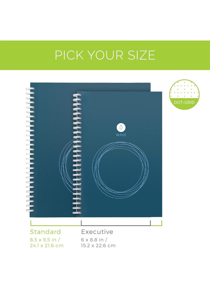 Rocketbook - Rocketbook Wave Smart  Dotted Grid EcoFriendly Notebook with 1 Pilot Frixion Pen Included  Standard Size 85 x 95 BLUE WAVS - Image 1