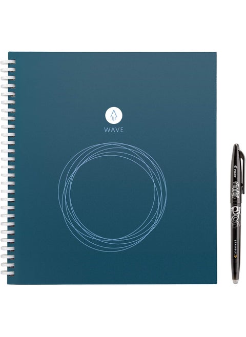 Rocketbook Wave Smart  Dotted Grid EcoFriendly Notebook with 1 Pilot Frixion Pen Included  Standard Size 85 x 95 BLUE WAVS