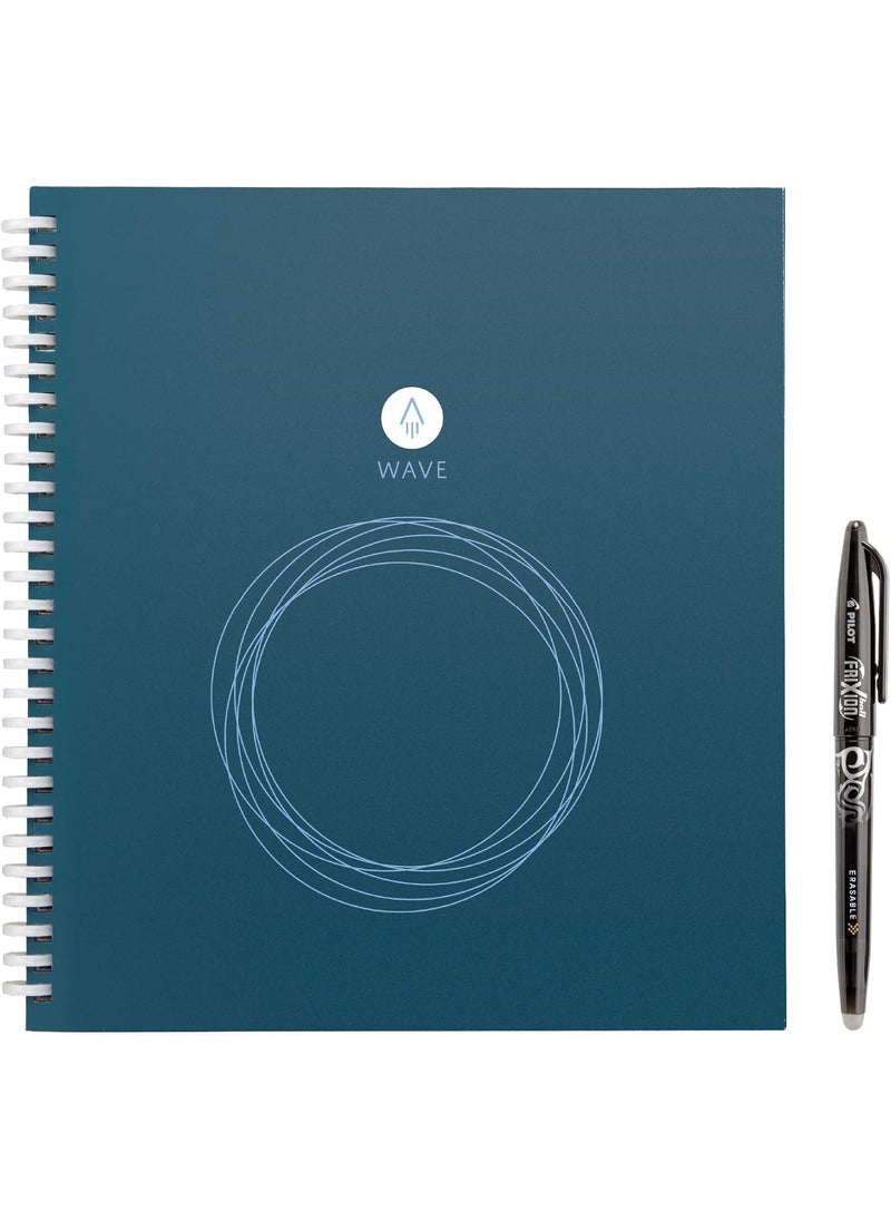 Rocketbook - Rocketbook Wave Smart  Dotted Grid EcoFriendly Notebook with 1 Pilot Frixion Pen Included  Standard Size 85 x 95 BLUE WAVS - Image 1