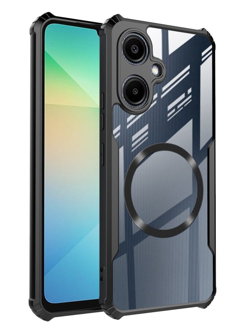 [1+1 Sets] For Samsung Galaxy A06 Case & Screen Protector Magnetic Suction Car Phone Case with Anti Drop Function High Transmittance Glass Scratch Resistant Tempered Glass