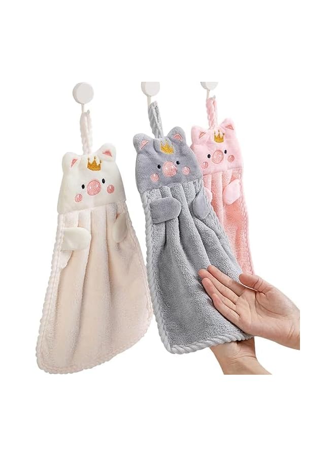 The Bros 3 Pack Cartoon Hanging Hand Towels, Funny Hand Towels, with Hanging Loop, Kids Hanging Hand Towels, Cute Hand Towels, Bathroom Towels, for Kitchen Bathroom Home - Image 1