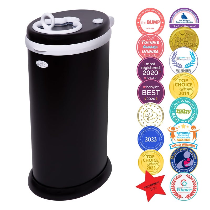 ubbi Ubbi Steel Odour Locking Nappy Disposal Bin, No Special Bag Required Money Saving, Awards-Winning, Modern Design Registry Must-Have Nappy Bin, Matte Black  - Image 2