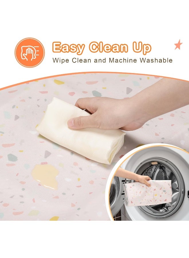 CLYMENE Splat Mat for Under High Chair | 51x51 Inch Anti-Slip Baby Splash Mat | Waterproof & Washable Spill Mat for Highchair Floor and Infant Play (Terrazzo Treasure) - Image 5
