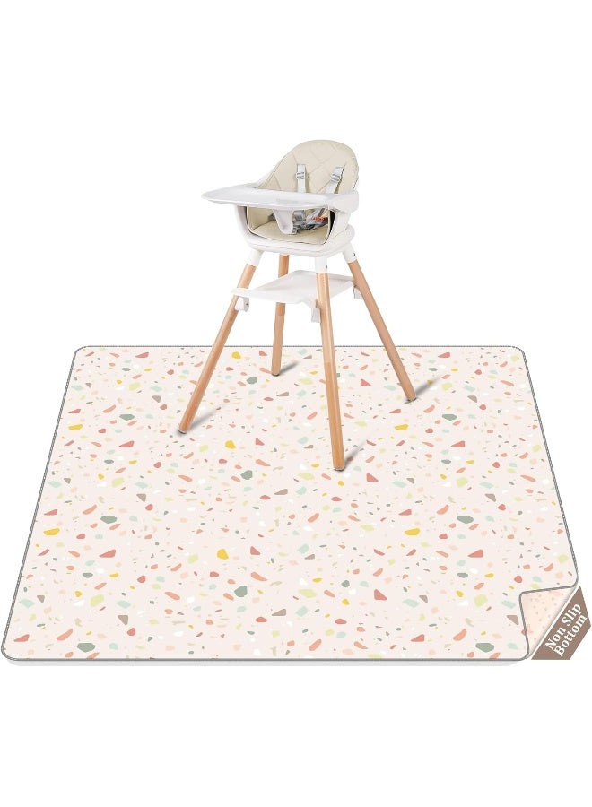 CLYMENE Splat Mat for Under High Chair | 51x51 Inch Anti-Slip Baby Splash Mat | Waterproof & Washable Spill Mat for Highchair Floor and Infant Play (Terrazzo Treasure) - Image 1