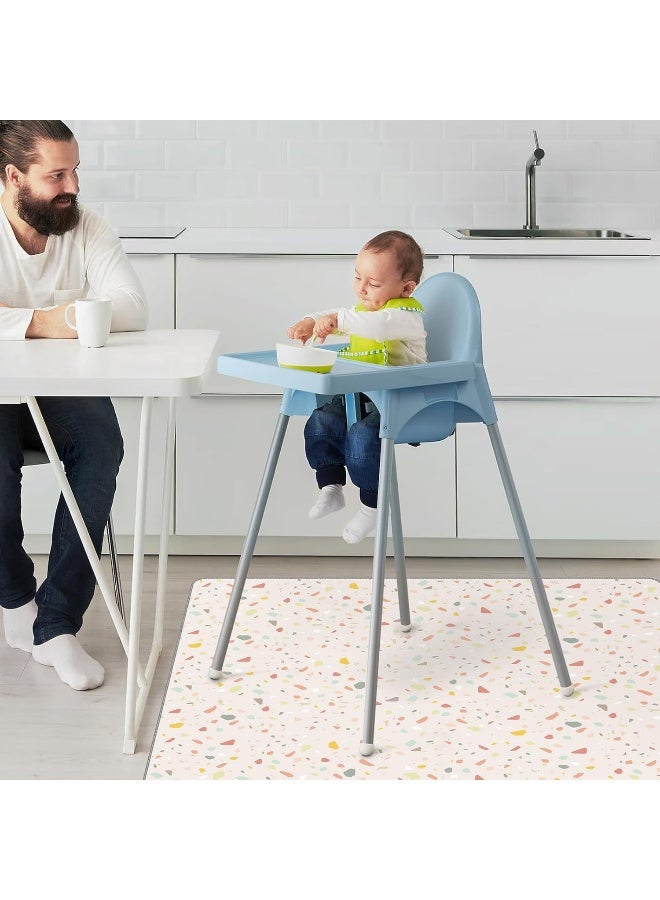 CLYMENE Splat Mat for Under High Chair | 51x51 Inch Anti-Slip Baby Splash Mat | Waterproof & Washable Spill Mat for Highchair Floor and Infant Play (Terrazzo Treasure) - Image 3