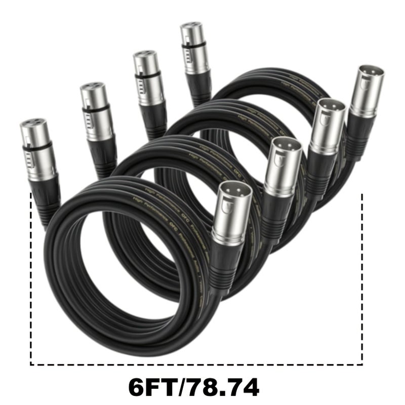 4 قطع كابل ميكروفون من ذكر XLR إلى أنثى بطول 10 أقدام لخلاط الصوت ومكبر الصوت وإضاءة المسرح - Image 2