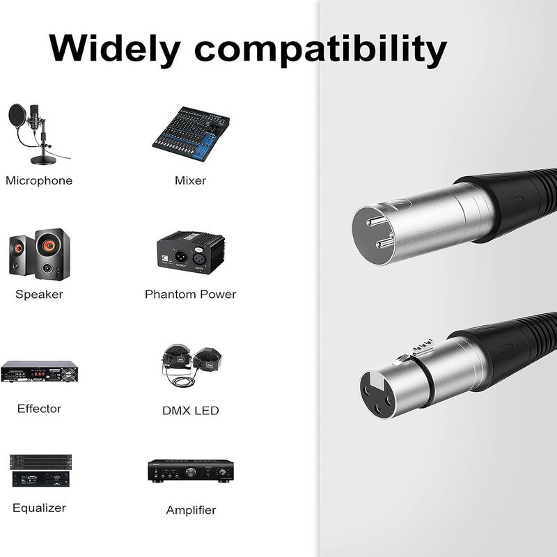 4 قطع كابل ميكروفون من ذكر XLR إلى أنثى بطول 10 أقدام لخلاط الصوت ومكبر الصوت وإضاءة المسرح - Image 3