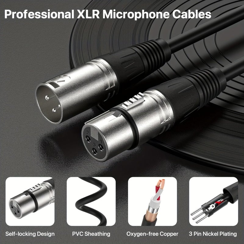 4 قطع كابل ميكروفون من ذكر XLR إلى أنثى بطول 10 أقدام لخلاط الصوت ومكبر الصوت وإضاءة المسرح - Image 4