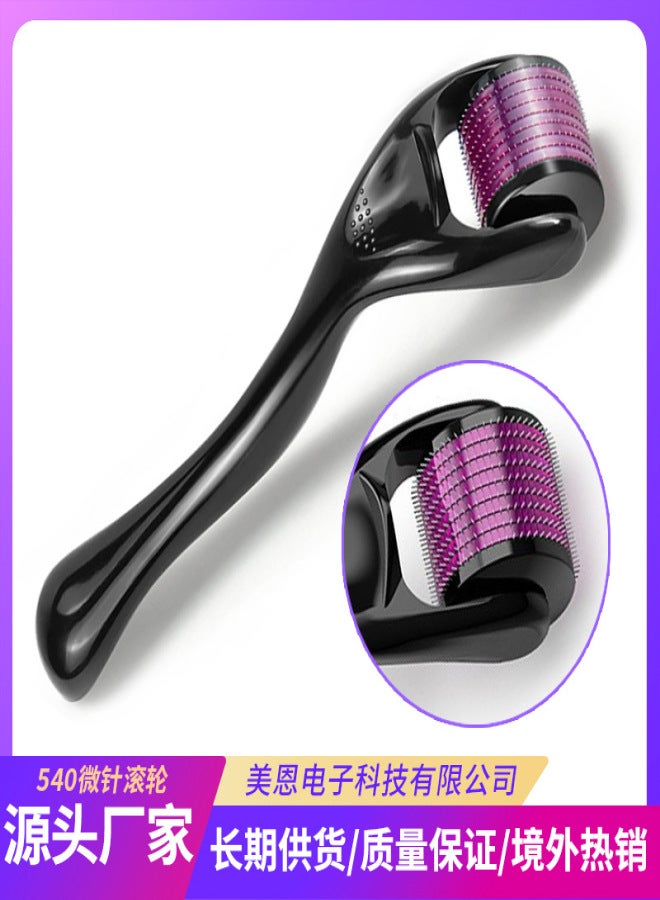 Skin rolling needle microneedle disposable facial beauty introduction device 540 beauty microneedle roller source factory wholesale black handle purple wheel 0.25mm - Image 2