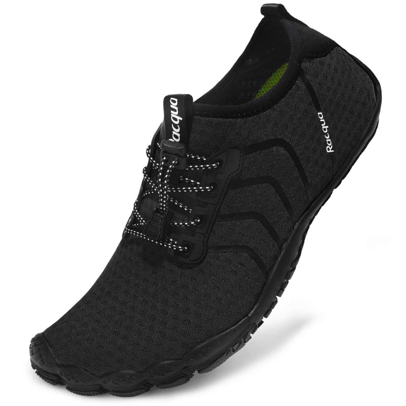 Racqua Water Shoes Quick Dry Barefoot Beach Aqua Sport Swim Surf Pool Hiking Diving Walking for Men Women Black 8 W/7 M - Image 2