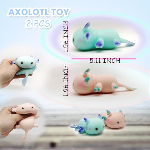 ZTATU Axolotl Squishy Fidget Toys Stress Balls for Adults 2PCS Sensory Toys for Kids Party Favors for Kids Axolotl Stress Relief Gifts Easter Basket Stuffers - Image 5