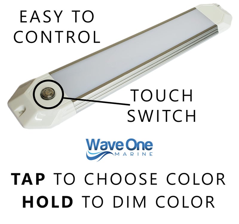 Wave One Marine 12" Dual Color Dimmable Dome Boat Light | 12V Volt RV Aluminum Housing Touch Dimmer Switch | IP67 Waterproof Interior Exterior (White | Red) - Image 3
