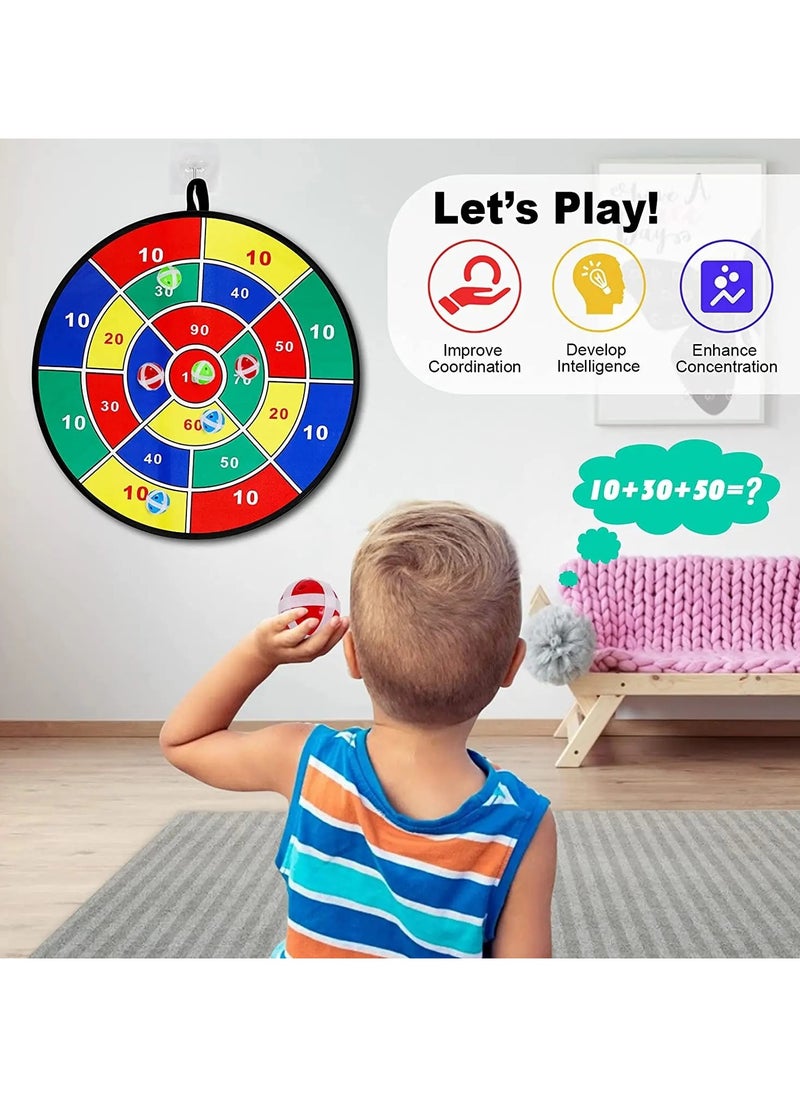 HOFEESEA - Large Dart Board Set Dart Board for Kids with 12 Sticky Ball 6 Sticky Dart Foldable Indoor Outdoor Party Safe Dart Game Toy Sports Gifts - Image 1