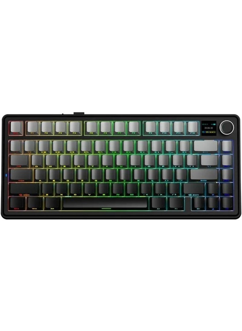 AULA F75 MAX Wireless Gaming Keyboard w/Smart Display & Knob,75% Hot Swappable Custom Mechanical Keyboard, RGB Backlit,Pre-lubed Linear Switches,Side Printed PBT Topographic Keycaps(Grey) - Image 1