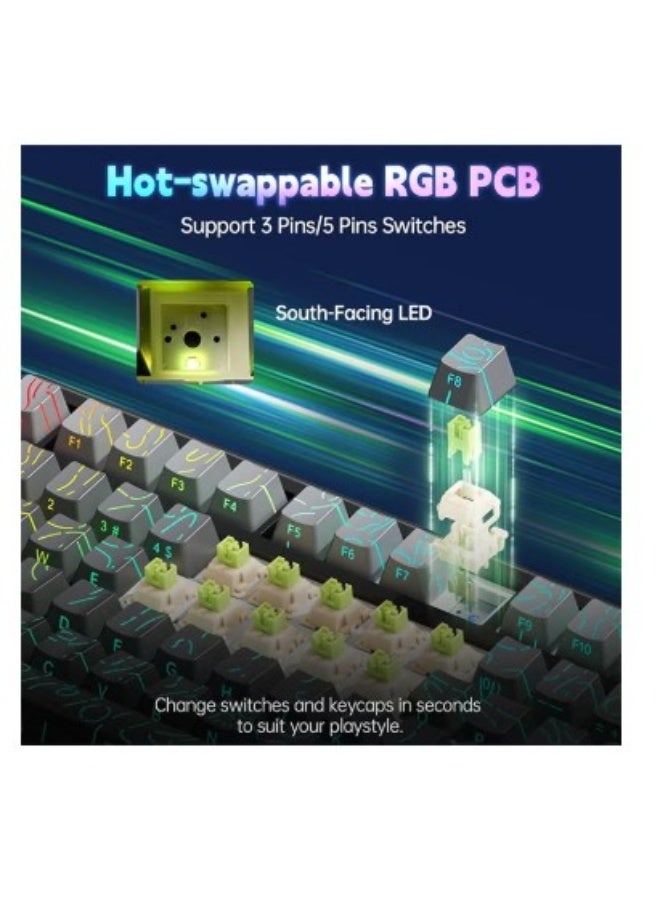 AULA F75 MAX Wireless Gaming Keyboard w/Smart Display & Knob,75% Hot Swappable Custom Mechanical Keyboard, RGB Backlit,Pre-lubed Linear Switches,Side Printed PBT Topographic Keycaps(Grey) - Image 4