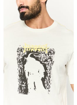 DIESEL Men Crew Neck Short Sleeves Graphic Print T-Shirt, Off White Combo  - Image 3