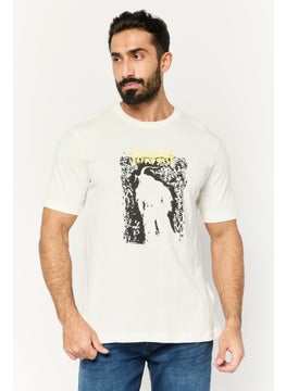 DIESEL Men Crew Neck Short Sleeves Graphic Print T-Shirt, Off White Combo  - Image 1