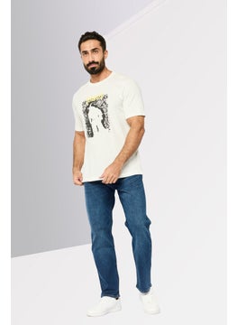 DIESEL Men Crew Neck Short Sleeves Graphic Print T-Shirt, Off White Combo  - Image 2