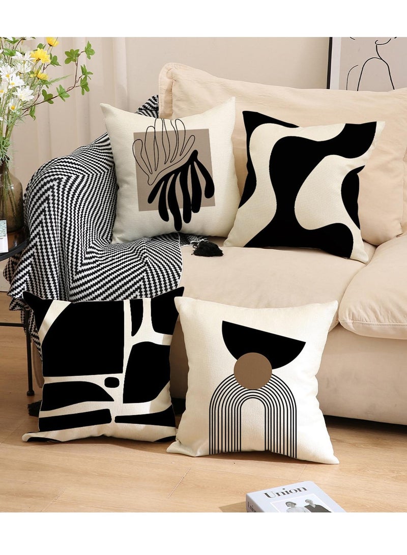 أغطية وسادة مجموعة من 4 ، رمي غطاء وسادة ، الطراز الحديث وسادة يغطي 45 سنتيمتر x 45 سنتيمتر ، ل غرفة المعيشة أريكة الأريكة السرير وسادات 18 × 18 بوصة (نمط مزدوج الوجهين) - Image 4