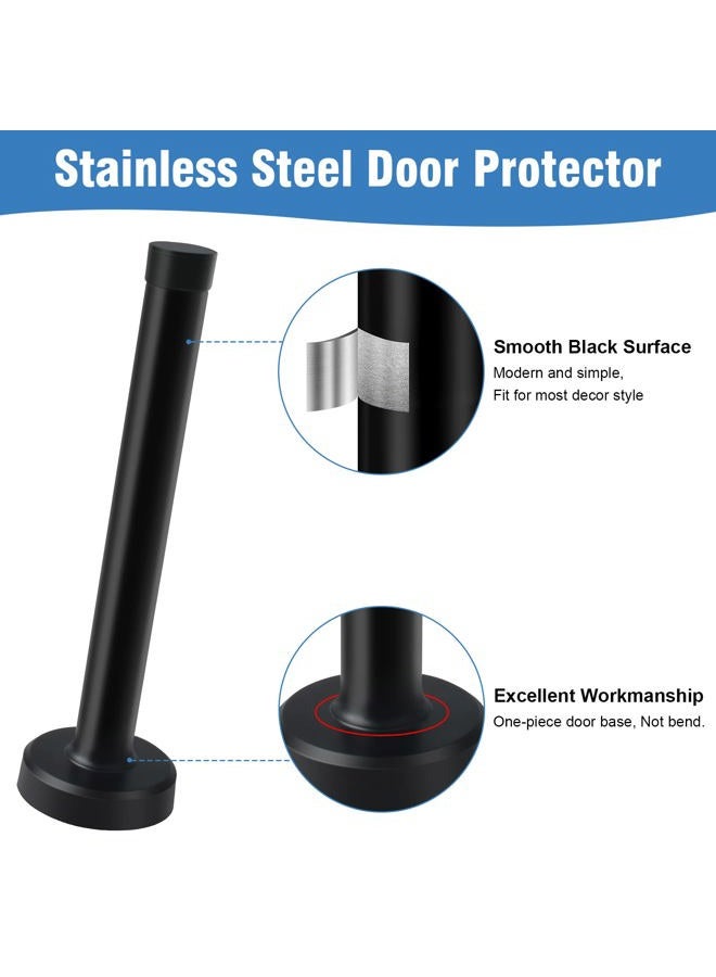 KOLAKO Door Stops, 6 Inch Door Stopper, Wall Mount, Brushed Stainless Steel Extra Long Doorstops with Sound Dampening Rubber Tip Bumper Modern Black Long Doors Stoppers for Bottom of Doors - Image 4