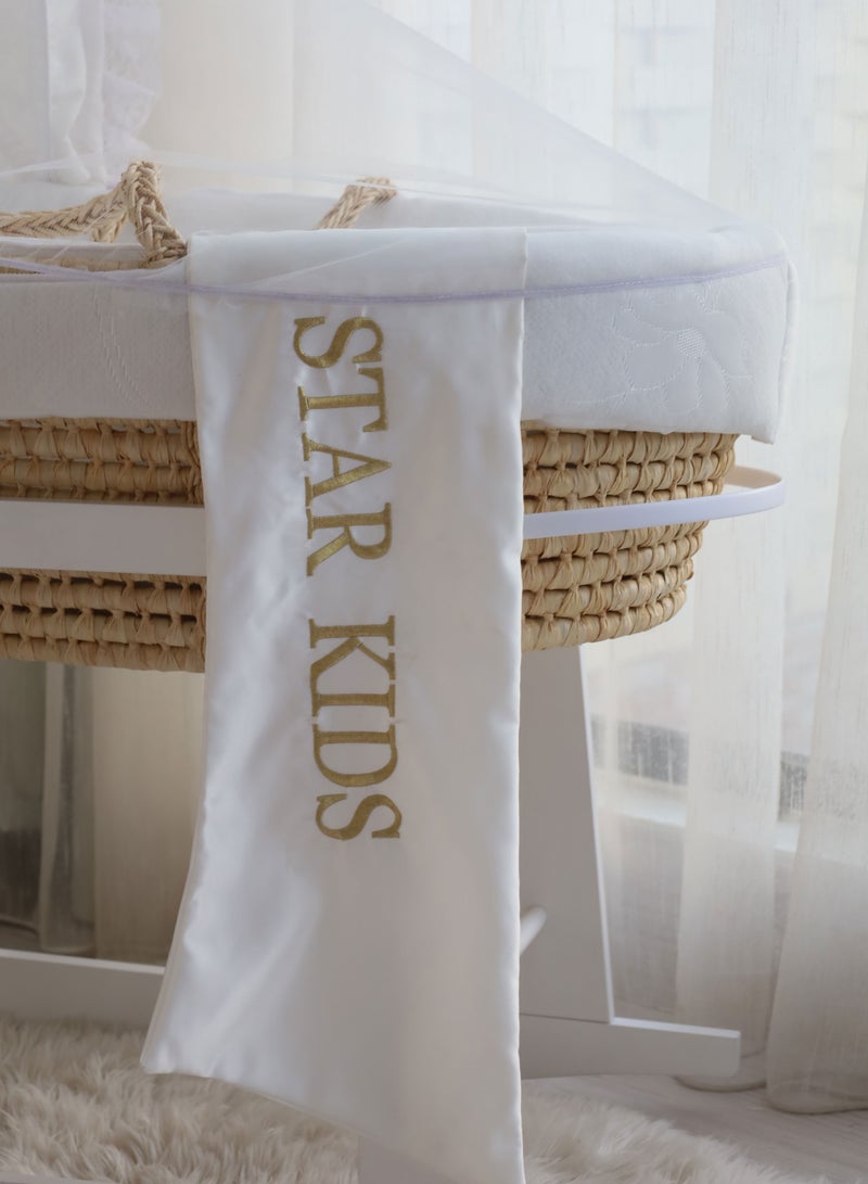 Baby cradle, Moses basket, white, with rocking stand  - Image 5