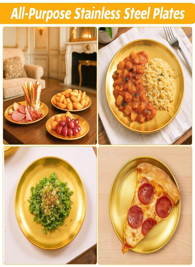 MBAIYO 20Pcs 6.5 Inch Gold Stainless Steel Dinner Plates, Round Dessert Serving Trays Gold Dessert Plates for BBQ Salad Snack Camping Dishwasher Safe - Image 5