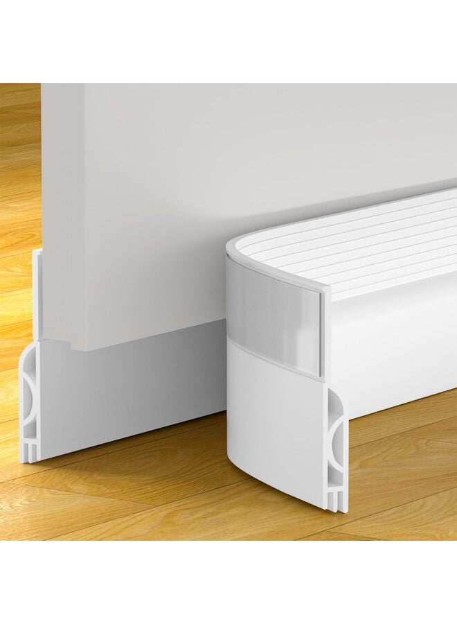 مانع تيارات الهواء للباب، مانع تسرب أسفل الباب، عازل للرطوبة أسفل الباب، عازل للصوت، مانعات للأبواب (أبيض 19.5 بوصة) - Image 1