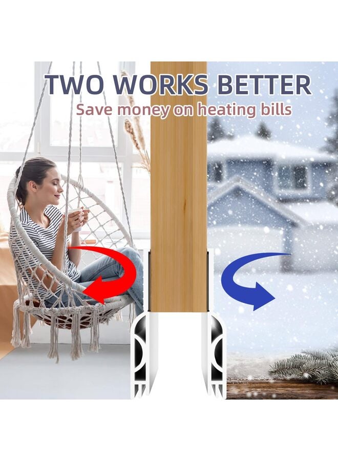 مانع تيارات الهواء للباب، مانع تسرب أسفل الباب، عازل للرطوبة أسفل الباب، عازل للصوت، مانعات للأبواب (أبيض 19.5 بوصة) - Image 5