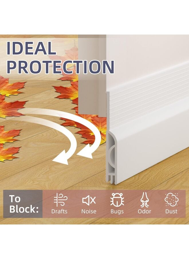 مانع تيارات الهواء للباب، مانع تسرب أسفل الباب، عازل للرطوبة أسفل الباب، عازل للصوت، مانعات للأبواب (أبيض 19.5 بوصة) - Image 3