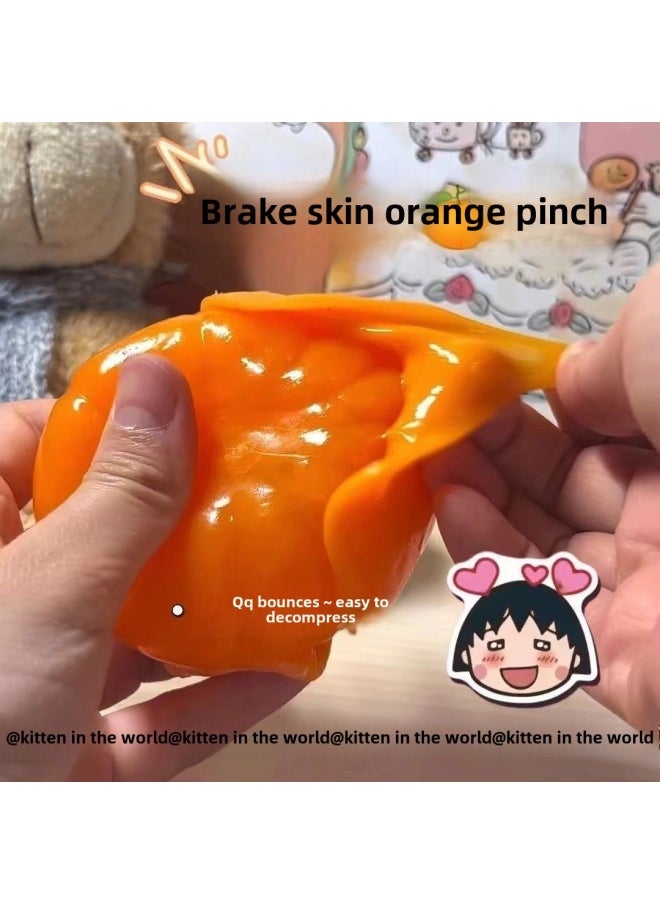 Generic - Creative Class Simulation Peeling Orange Pinch Music Hand Pinch Decompression Rebound Yellow Orange Net Red Decompression Pinch Toy-Colour:Picara Three-dimensional (q Version) - Image 1
