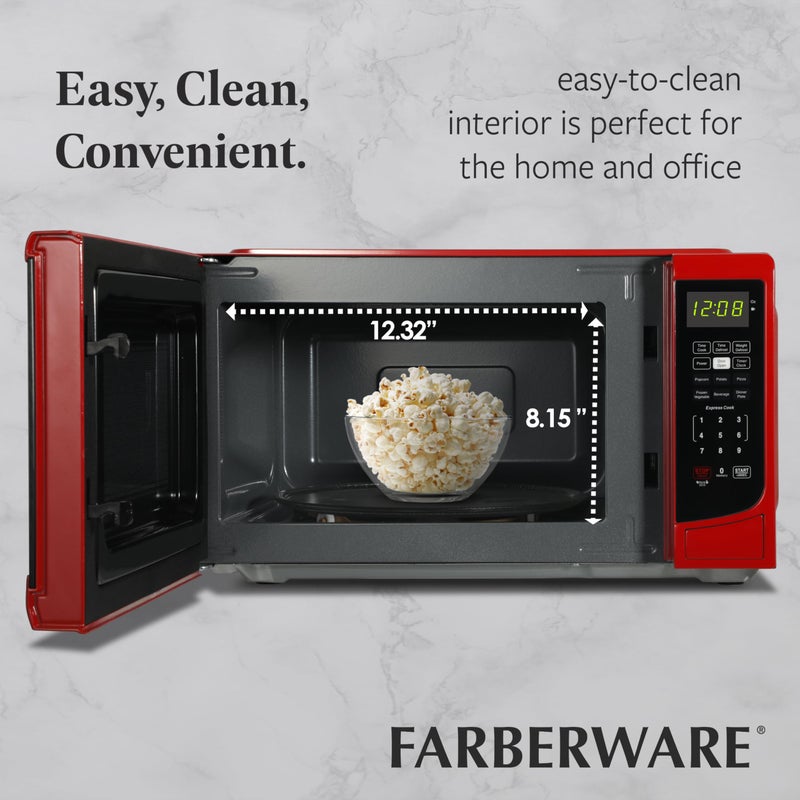 Farberware فرن ميكروويف فربروير 0.7 قدم مكعب - 700 واط طاقة، إعدادات طهي تلقائية، إذابة، تنظيف سهل وقفل أمان للأطفال - أحمر - Image 5