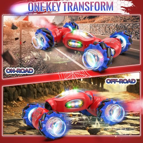 Fosgoit Spider Remote Control Car Toys for 612 Boys Girls Birthday Gifts for Kids 24Ghz 4WD Gesture Sensing RC Stunt Car with Light  Music  Spray DoubleSided 360 Rotating Hand Control - Image 5