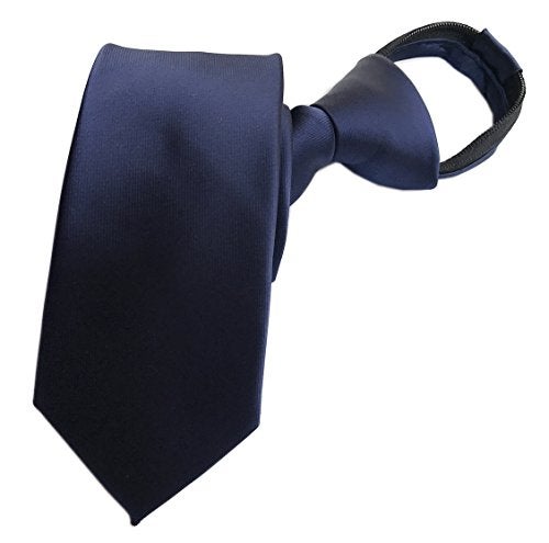 Elfeves Men's Classic Navy Blue Tie Solid Color Necktie Best Gift for Boyfriend - Image 1