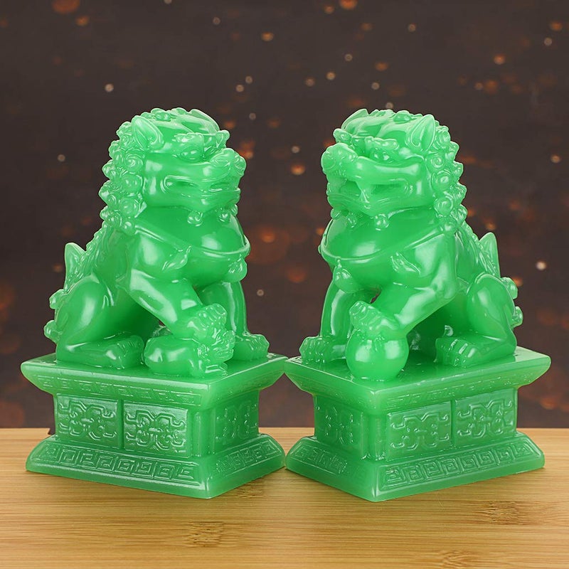 MDLUU Pair of Fu Foo Dogs Guardian Lions Feng Shui Lion Statues for Cash Register Office Desk House Warming Store Opening Gift