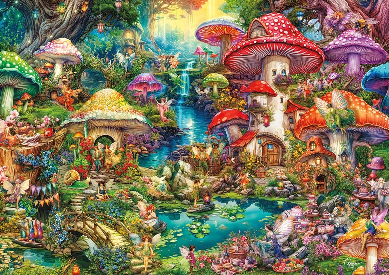 Buffalo Games Gold Aimee Stewart Merry Mushroom Village Picnic 500 Piece Jigsaw Puzzle for Adults Challenging Puzzle Perfect for Game Nights - Image 3
