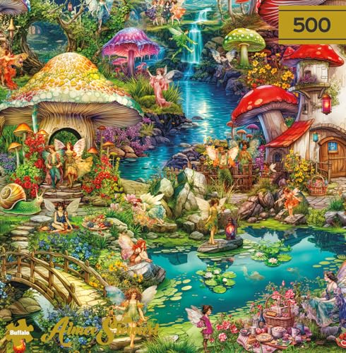 Buffalo Games Gold Aimee Stewart Merry Mushroom Village Picnic 500 Piece Jigsaw Puzzle for Adults Challenging Puzzle Perfect for Game Nights - Image 5