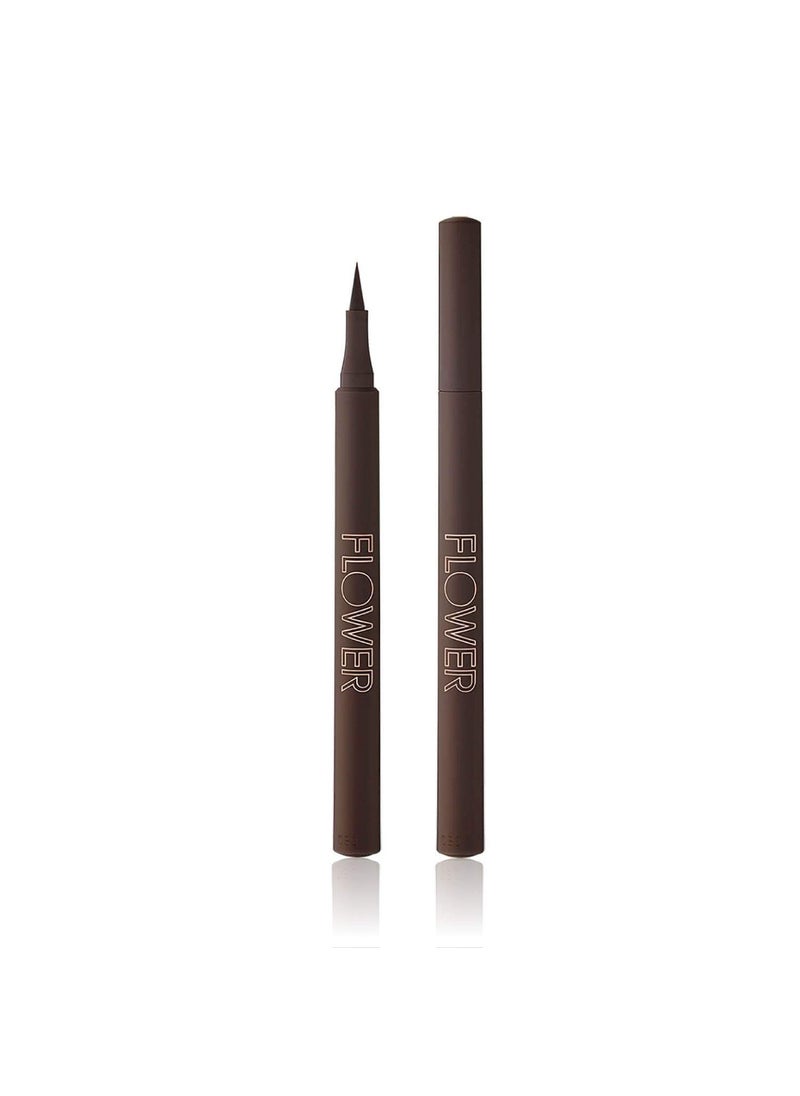 Flower Beauty - FLOWER BEAUTY By Drew Barrymore Forever Wear Winged Eyeliner - Long-Lasting + Smudge-Proof - Liquid Eyeliner + Winged Applicator (Dark + Stormy) - Image 1