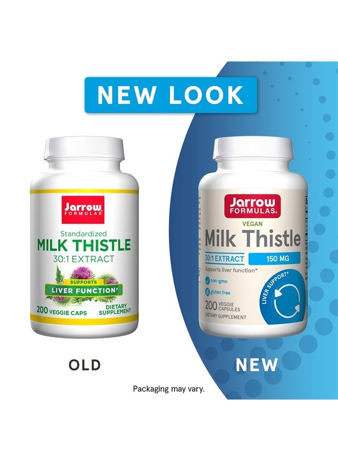 jarrow formulas Milk Thistle 150 mg With 30:1 Standardized Silymarin Extract, Dietary Supplement for Liver Function Support, 200 Veggie Capsules, 66-200 Day Supply - Image 2