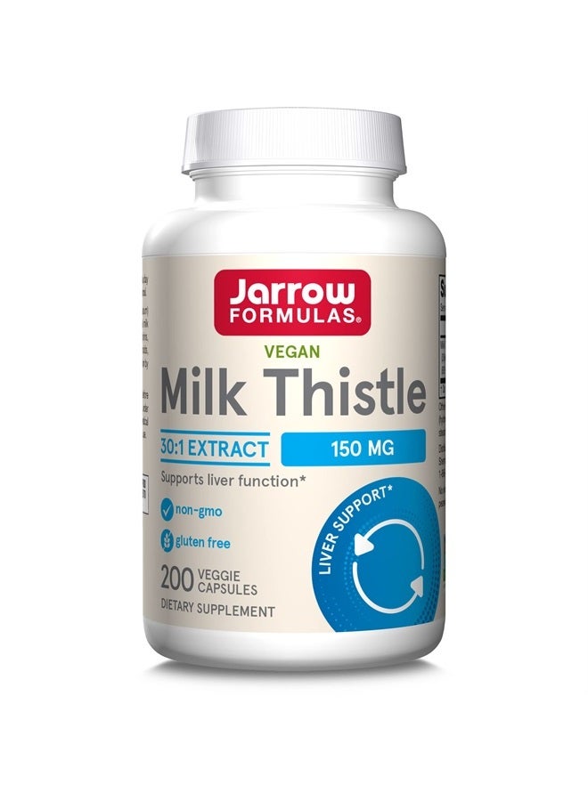 jarrow formulas Milk Thistle 150 mg With 30:1 Standardized Silymarin Extract, Dietary Supplement for Liver Function Support, 200 Veggie Capsules, 66-200 Day Supply - Image 1