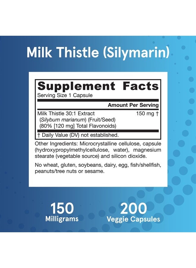 jarrow formulas Milk Thistle 150 mg With 30:1 Standardized Silymarin Extract, Dietary Supplement for Liver Function Support, 200 Veggie Capsules, 66-200 Day Supply - Image 3