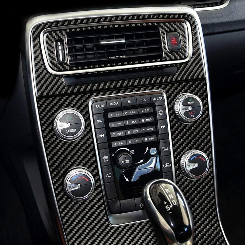 klarako Carbon Fiber Central Console Gear Shift Panel Trim Cover, Console Panel Trim Accessory Fit for V60/S60 2010klarako 2017(Leftklarako hand drive LHD) - Image 2
