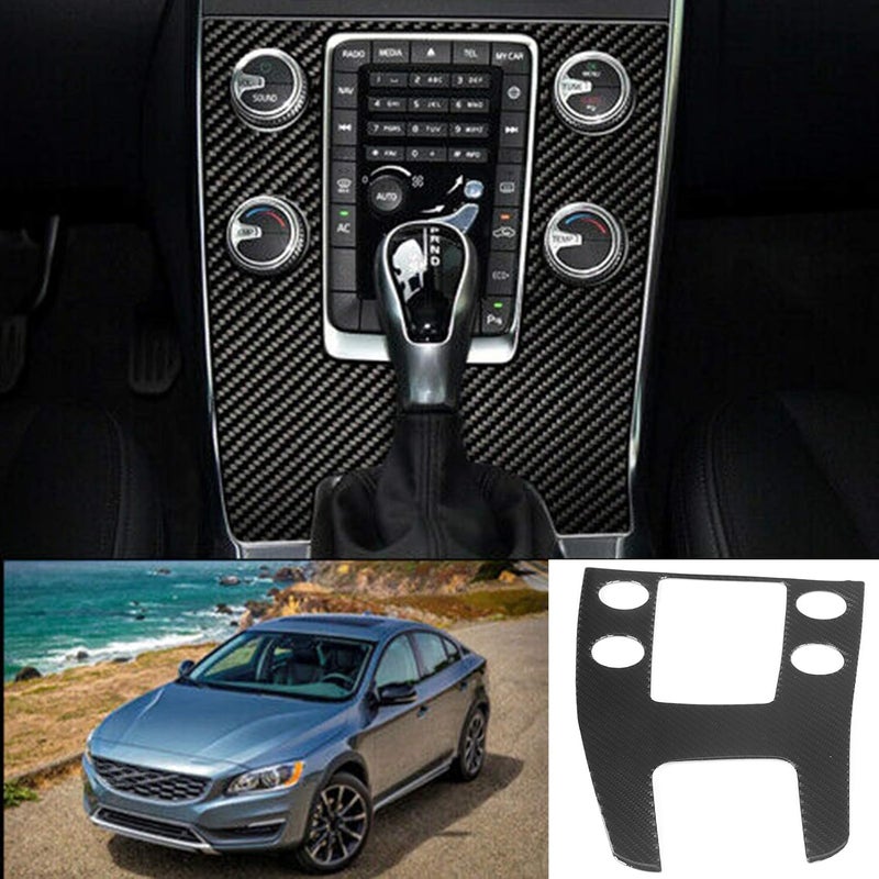 klarako Carbon Fiber Central Console Gear Shift Panel Trim Cover, Console Panel Trim Accessory Fit for V60/S60 2010klarako 2017(Leftklarako hand drive LHD) - Image 4